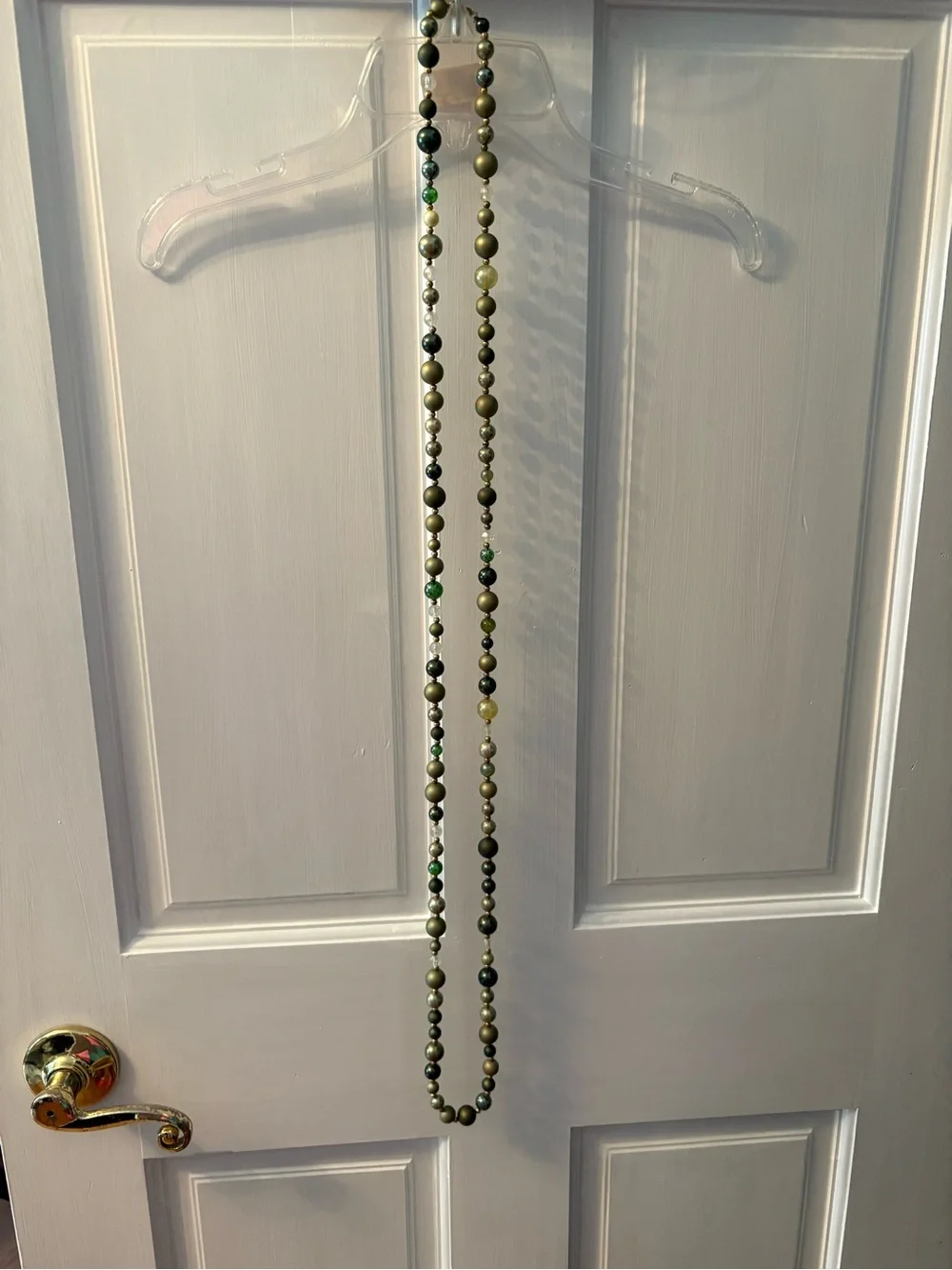 Coro Olive and Metallic Green Beaded Double-Strand Necklace